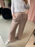 Silky Wide Leg Trousers - Pink