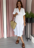 Cheesecloth Collar Dress - White
