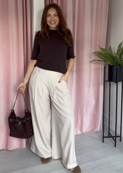 Wide Palazzo Trouser - Biege