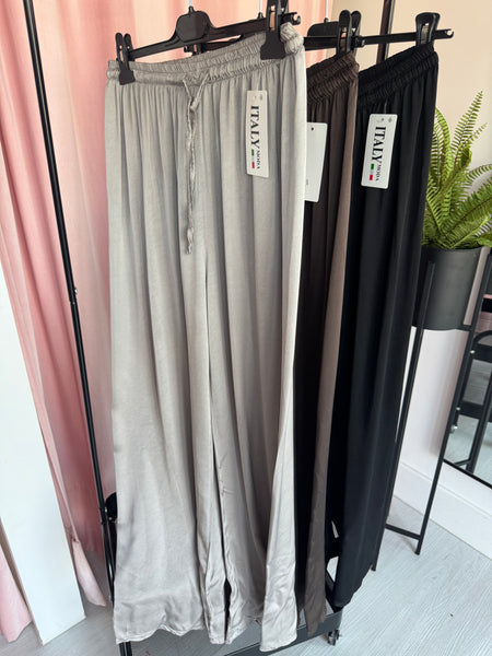 Flowing Silky Wide Leg Trouser - Taupe