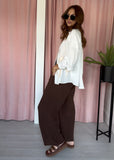 Elasticated Waist Trousers - Brown Cheesecloth