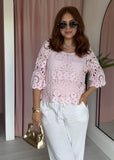 Crochet Top & Vest Set - Pink