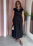 Jersey Ribbed Asymmetric Dress - Black