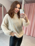 Feather High Neck Jumper - Cream