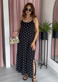 *Pre order* Split Side Straight Dress - Polka Dot