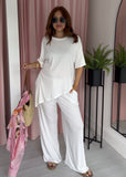 Soft Rib Wide Leg Trousers - White