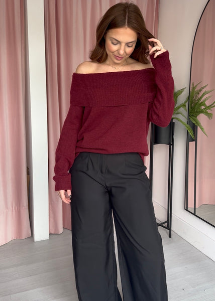 Bardot Jumper - Burgundy