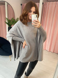 Scoop Neck Poncho Jumper - Grey