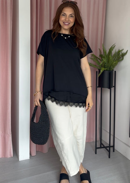 Scoop Neck T-shirt - Black