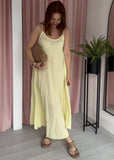 Spaghetti Strap Cotton Dress - Lemon
