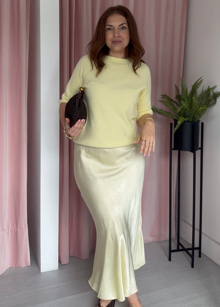 Satin Slip Skirt - Lemon
