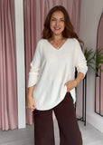 V Neck Jumper - Winter White