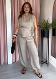 Harper Relaxed Waistcoat & Ballon Trouser Co-ord - Light Taupe