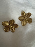 Large Flower Stud Earrings - Gold