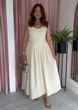 Leni Basque Waist Dress - Lemon
