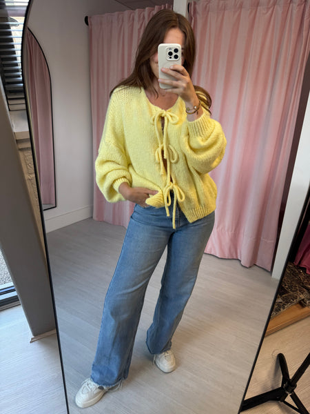 Bow Front Cardigan - Lemon