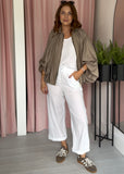 Bubble Hem Batwing Bomber - Taupe