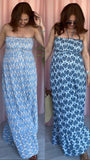 Cotton Fan Print Bandeau Halter Dress - 2 Colours