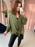 Oversized Spot Sequin Shirt - Khaki