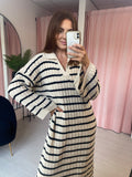 Stripe Knitted Dress - Cream