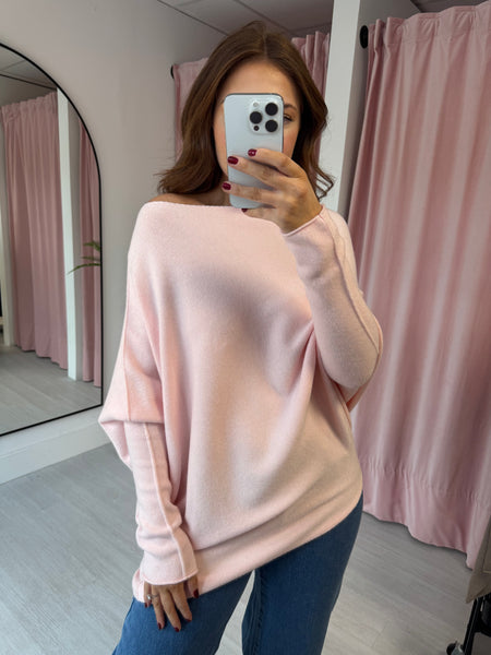 Asymmetric Drape Jumper - Pink