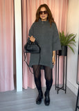 Zip Front Jumper Dress - Grey