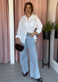 Linen Shirt with Tie - White