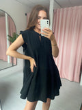 Cheesecloth Mini Dress - Black