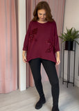 Sequin Bow Tunic - Burgundy