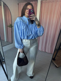 Bubble Hem Shirt - Blue Stripe
