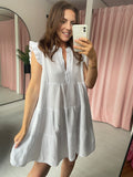 Cheesecloth Mini Dress - White