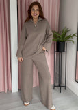 Zip Front Loungeset - Taupe