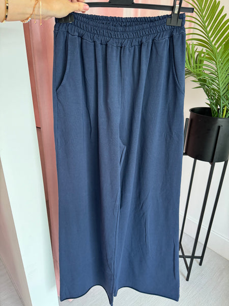 Wide Leg Joggers - Navy