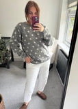 Knitted Polka Dot Jumper - Grey