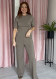 Knitted Cinch Waist Co-ord - Taupe