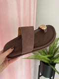 Gold Pebble Sandals  - Brown