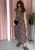 Pleated Maxi Dress - Leopard
