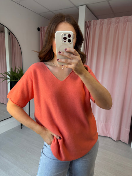 Knitted Top - Coral