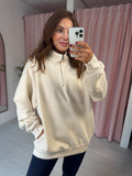 Zip Front Sweatshirt - Cream