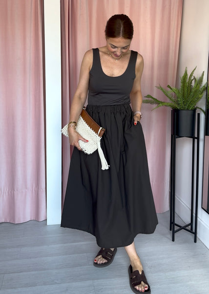 Poplin Pocket Skirt - Brown