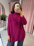 Waffle High Neck Jumper - Violet