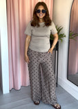 Polka Dot Trousers - Taupe & Brown