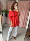 Cheesecloth Ruffle Top - Coral