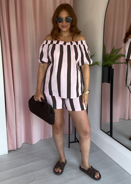 Stripe Co-ord - Pink & Brown
