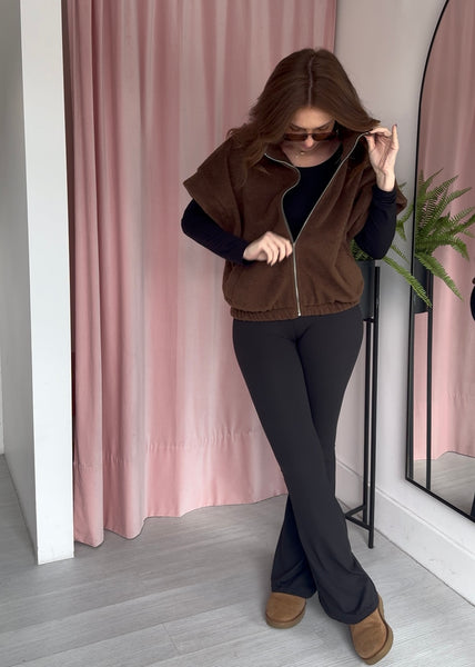 Drop Shoulder Gilet - Brown