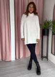 Ribbed Roll Neck Jumper - Winter White