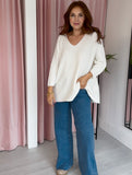 V Neck Jumper - Winter White