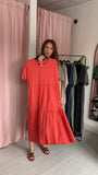 Tiered T-shirt Dress - Coral