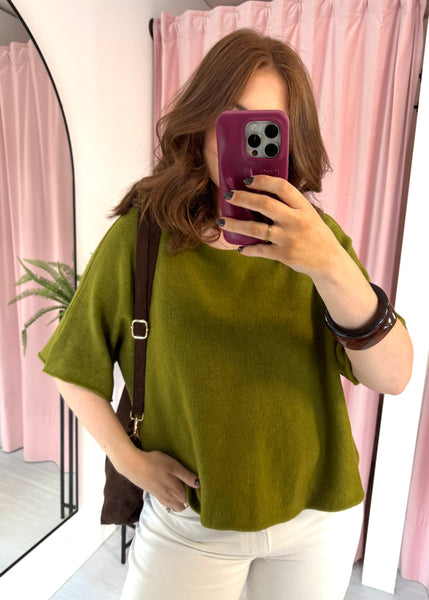 Knitted Batwing Top - Green