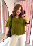 Knitted Batwing Top - Green